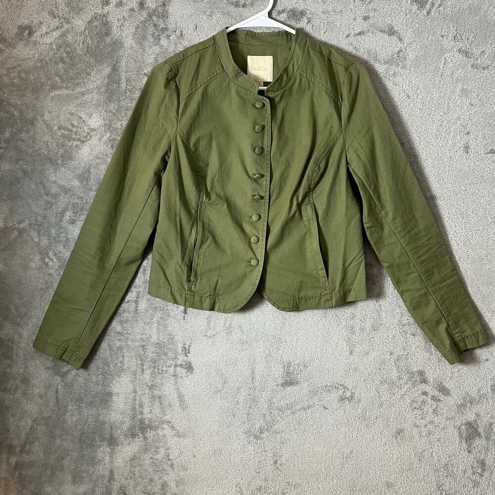 ModCloth Military Inspired Olive Green Button Jacket Structured Fit Size Small